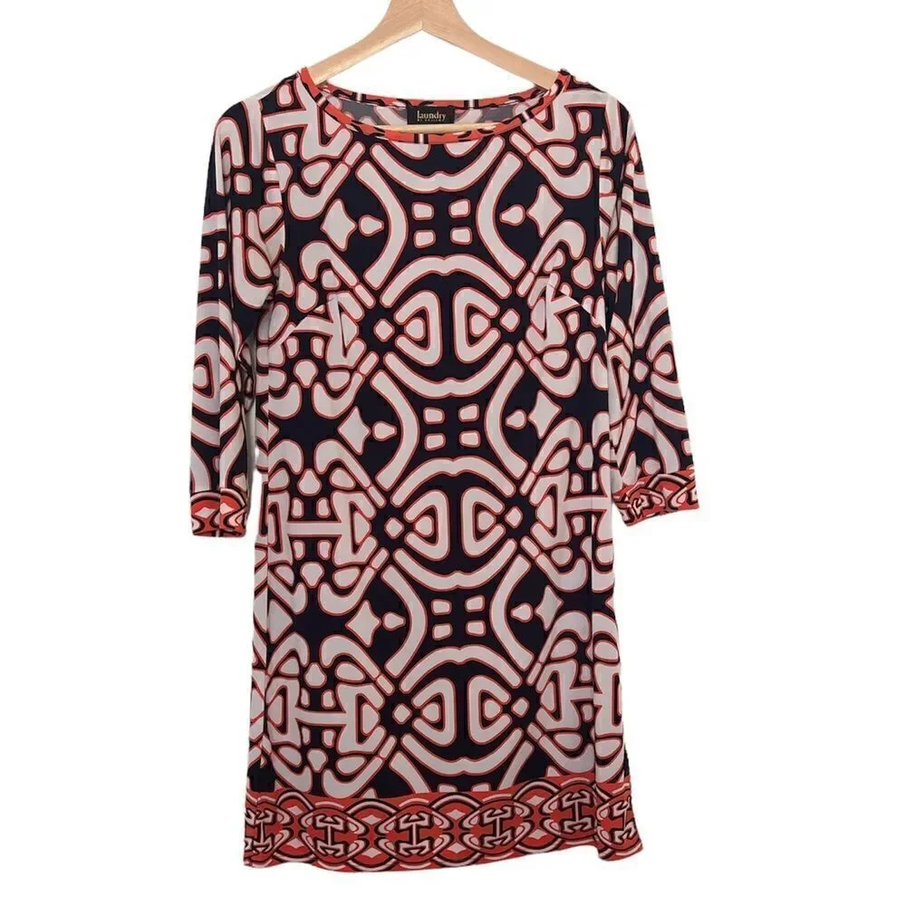 Laundry by Design Orange and Blue Geometric Dress Size 2 - Picture 1 of 7